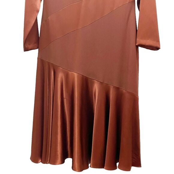 NWT Morton Myles The Warrens Vintage 1980s Bronze Satin Drop Waist Dress Size 8 - Picture 3 of 15